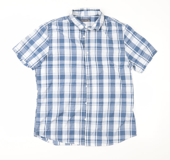 Angelo Litrico Mens Blue Check   Button-Up Size L