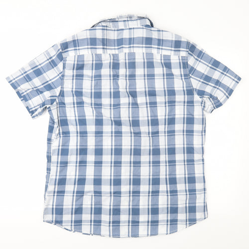 Angelo Litrico Mens Blue Check   Button-Up Size L