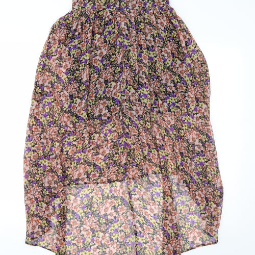 Miss Selfridge Womens Pink Floral Chiffon A-Line Skirt Size 8