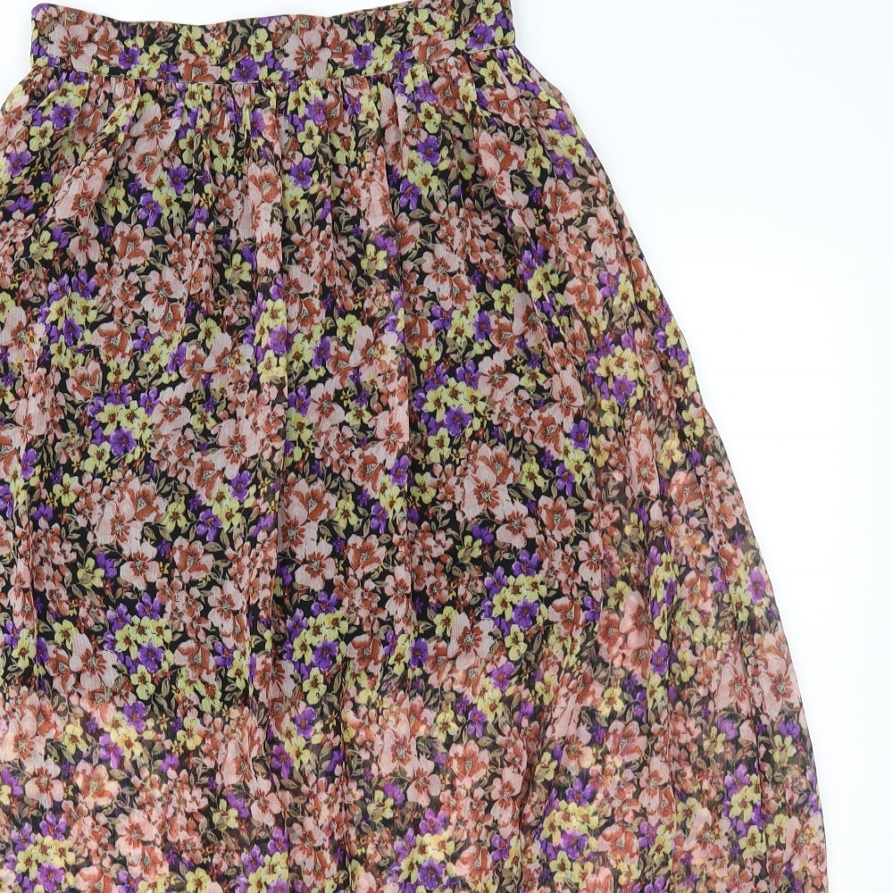 Miss Selfridge Womens Pink Floral Chiffon A-Line Skirt Size 8
