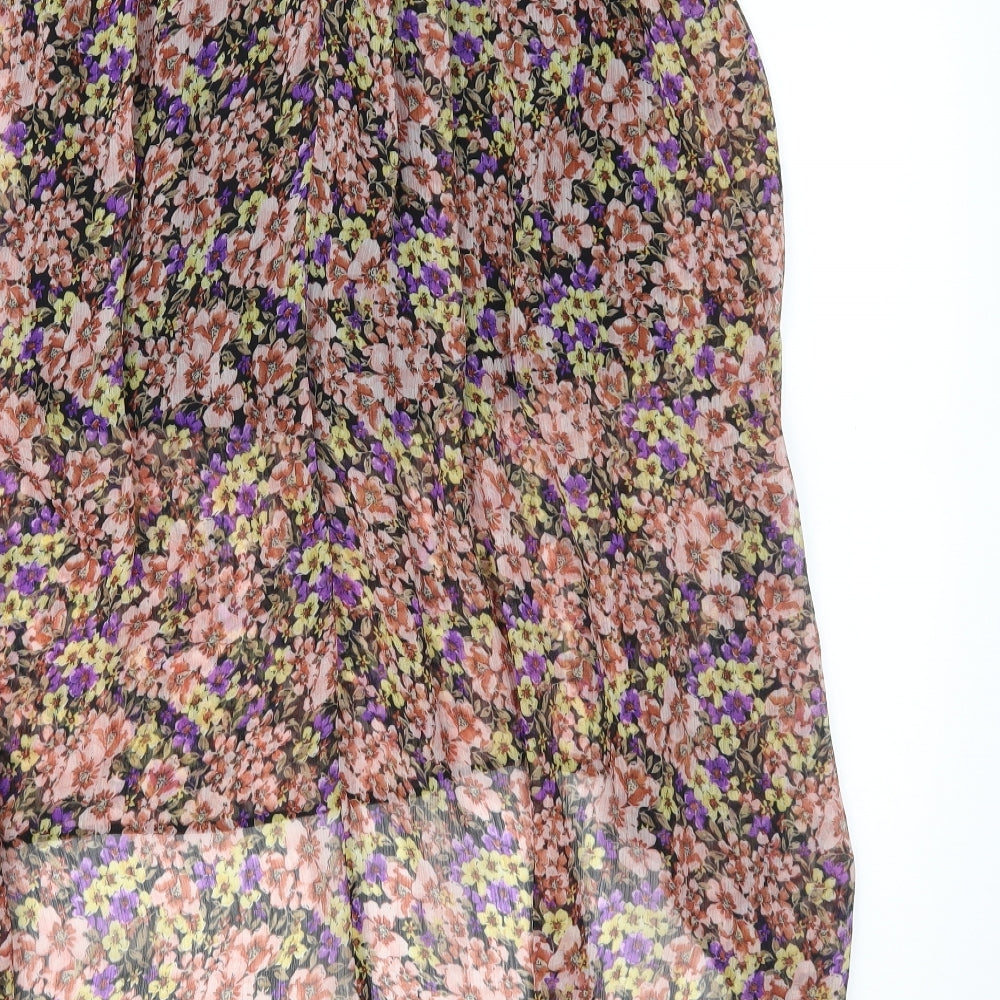 Miss Selfridge Womens Pink Floral Chiffon A-Line Skirt Size 8