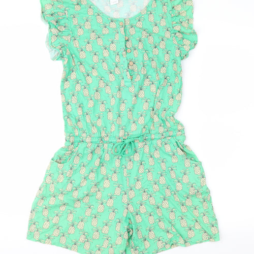 NEXT Girls Green Geometric Jersey Playsuit One-Piece Size 13 Years