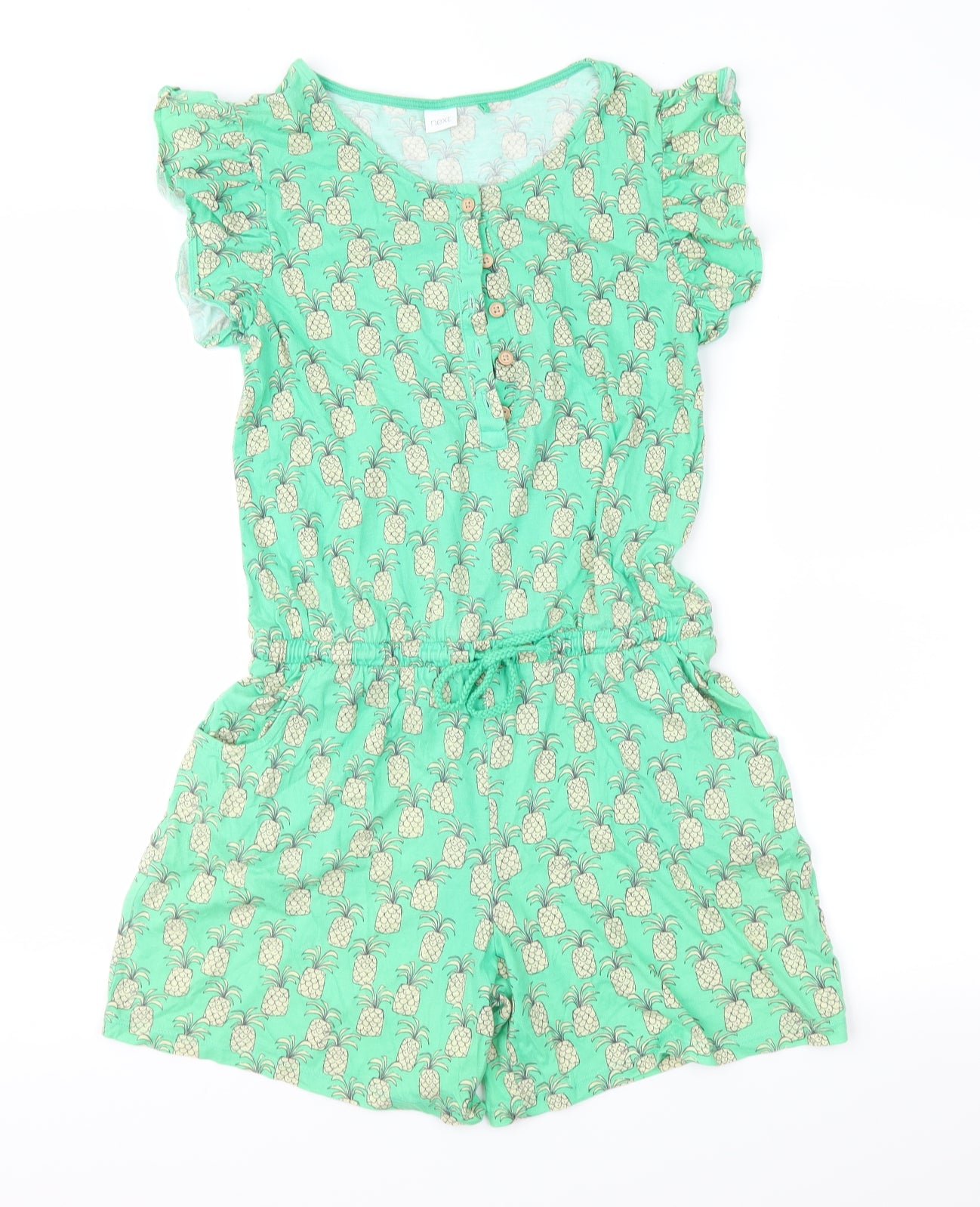 NEXT Girls Green Geometric Jersey Playsuit One-Piece Size 13 Years
