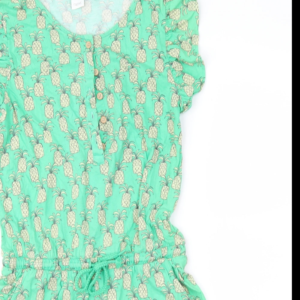 NEXT Girls Green Geometric Jersey Playsuit One-Piece Size 13 Years