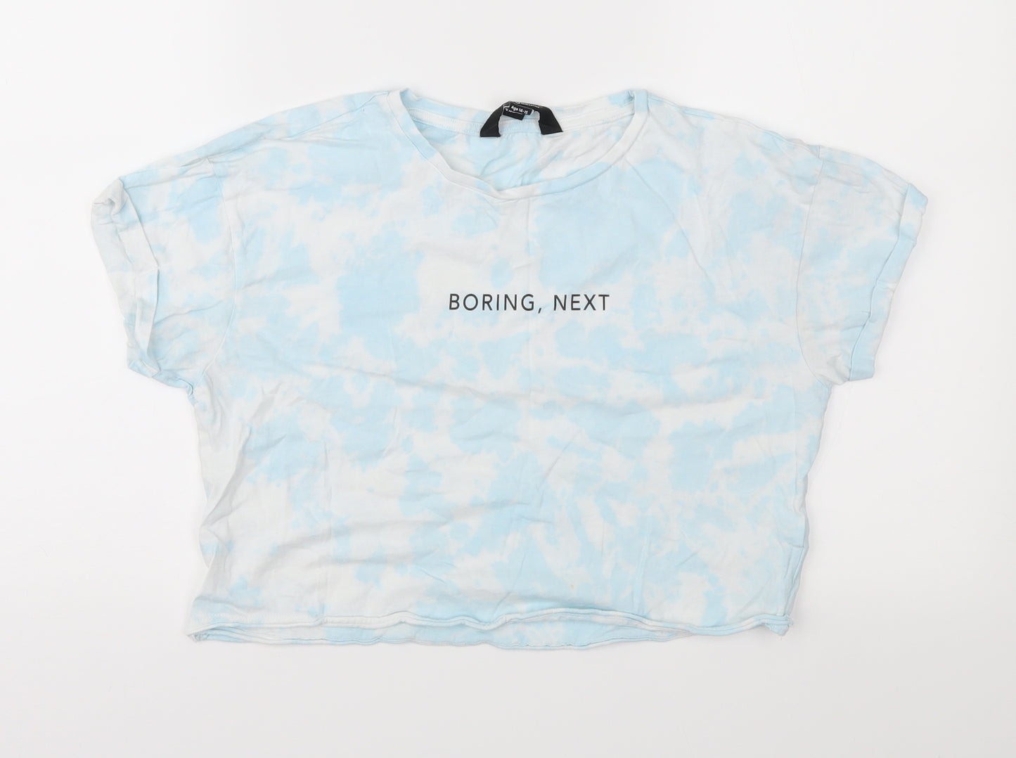 New Look Girls Blue Camouflage Jersey Basic T-Shirt Size 14-15 Years