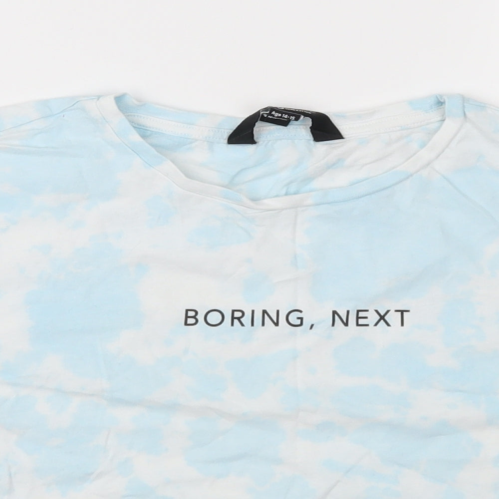 New Look Girls Blue Camouflage Jersey Basic T-Shirt Size 14-15 Years