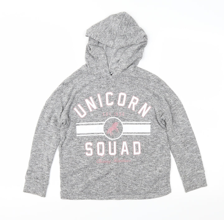 Matalan Girls Grey Pullover Hoodie Size 8 Years