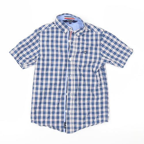 Maine New England Boys Blue Check  Basic Button-Up Size 7 Years