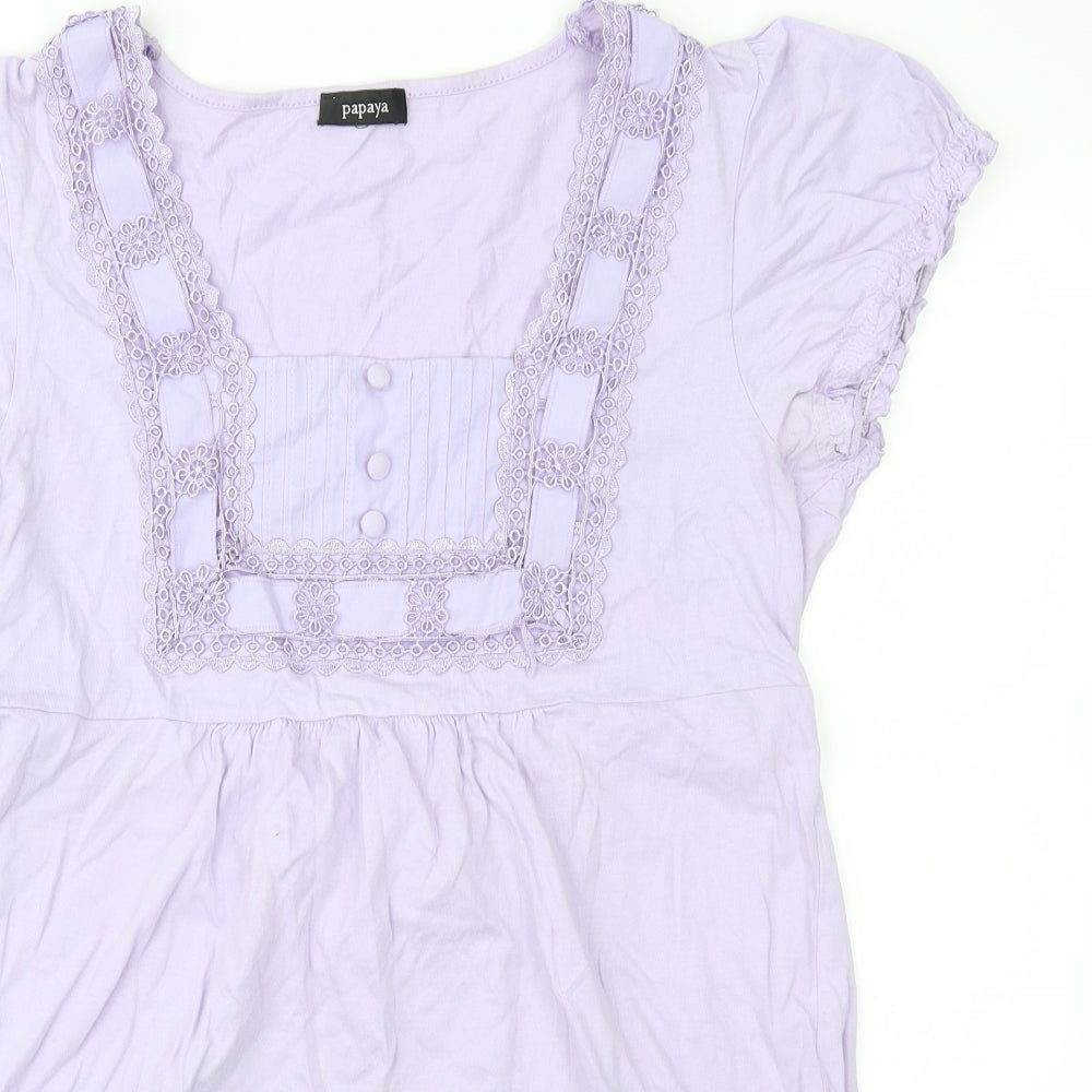 Papaya Womens Purple  Jersey Basic Blouse Size 14