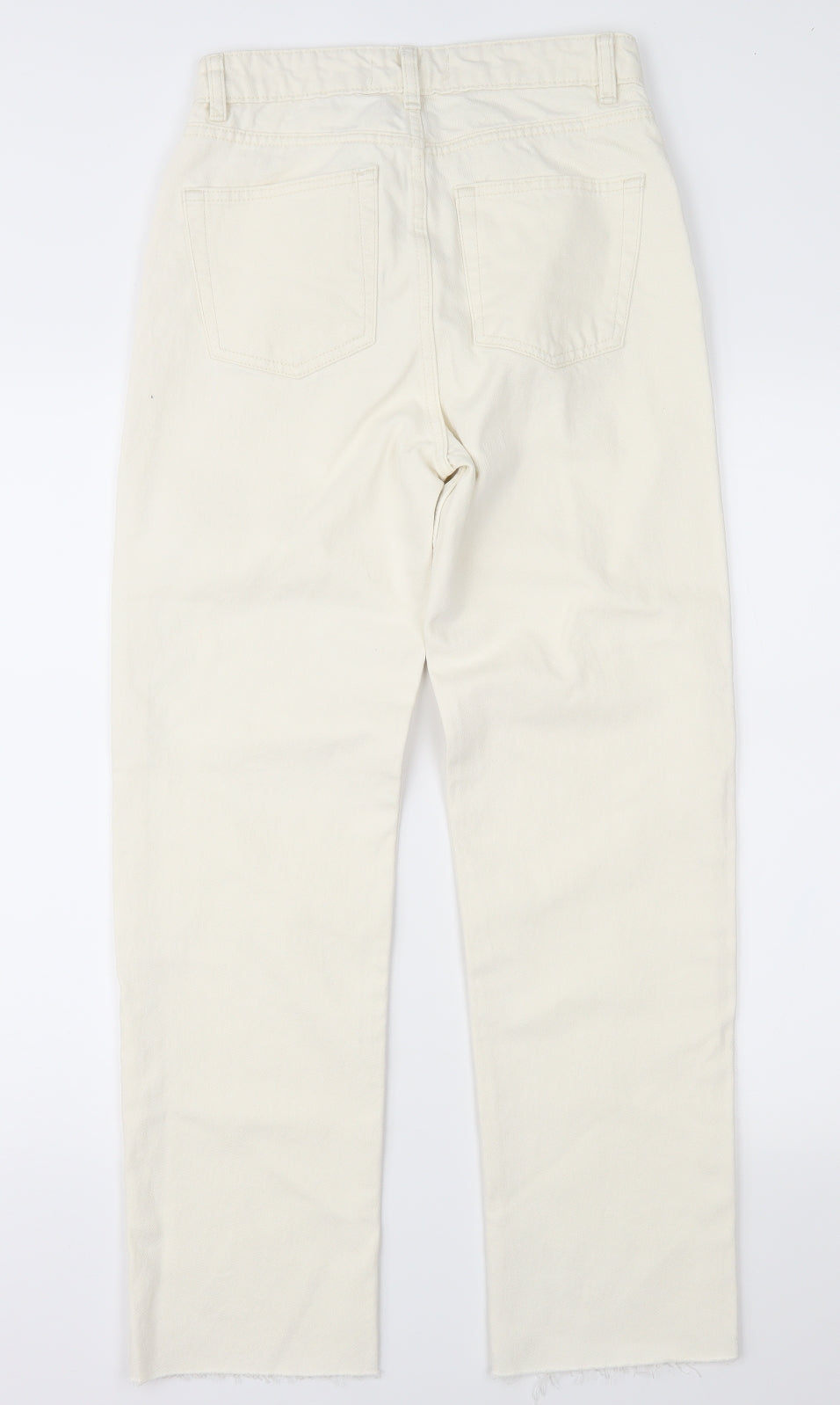 Denim & Co. Womens Ivory  Denim Straight Jeans Size 6 L28 in
