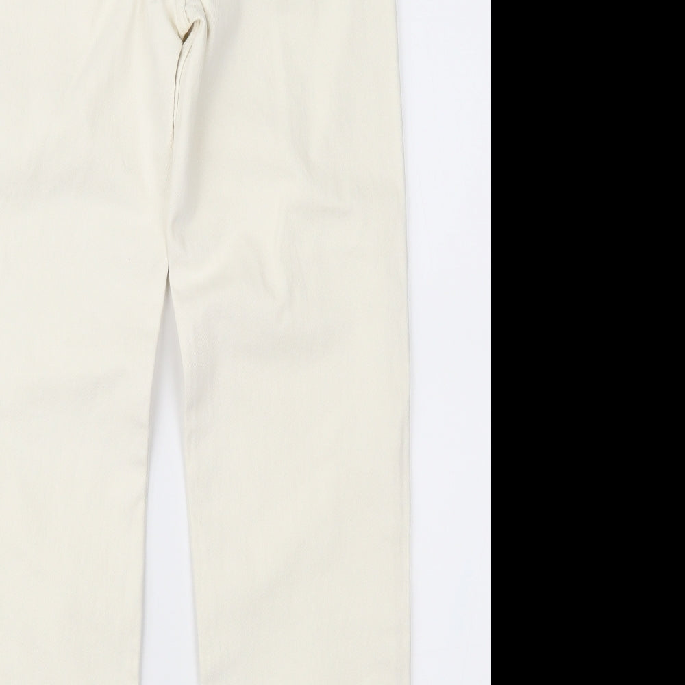 Denim & Co. Womens Ivory  Denim Straight Jeans Size 6 L28 in