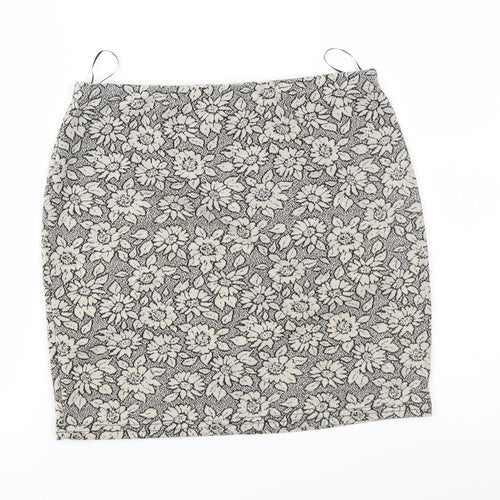 New Look Womens Brown Floral  Straight & Pencil Skirt Size 12