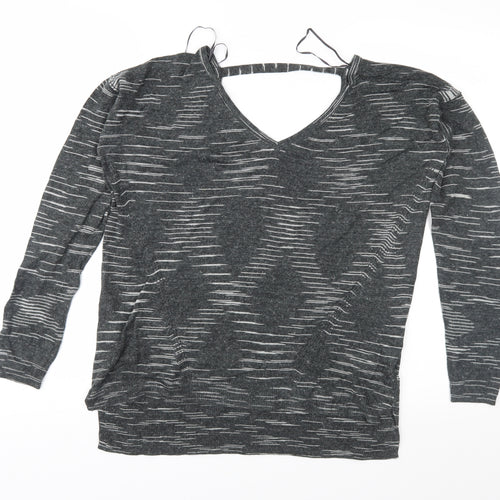 Marks and Spencer Womens Grey Geometric Knit Pullover Jumper Size M