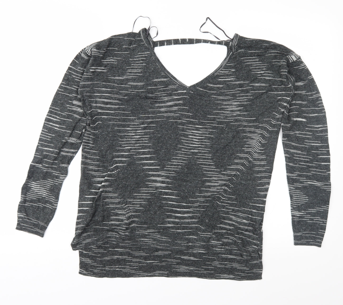 Marks and Spencer Womens Grey Geometric Knit Pullover Jumper Size M