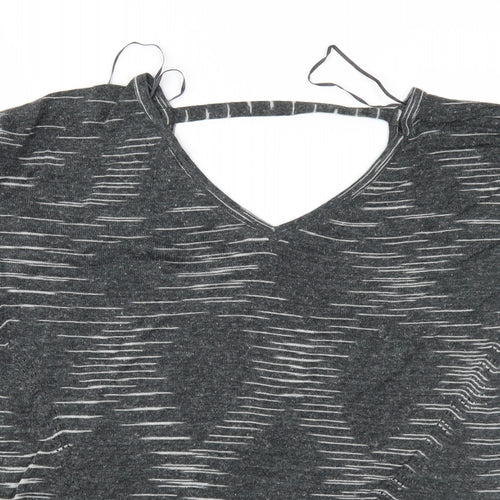 Marks and Spencer Womens Grey Geometric Knit Pullover Jumper Size M