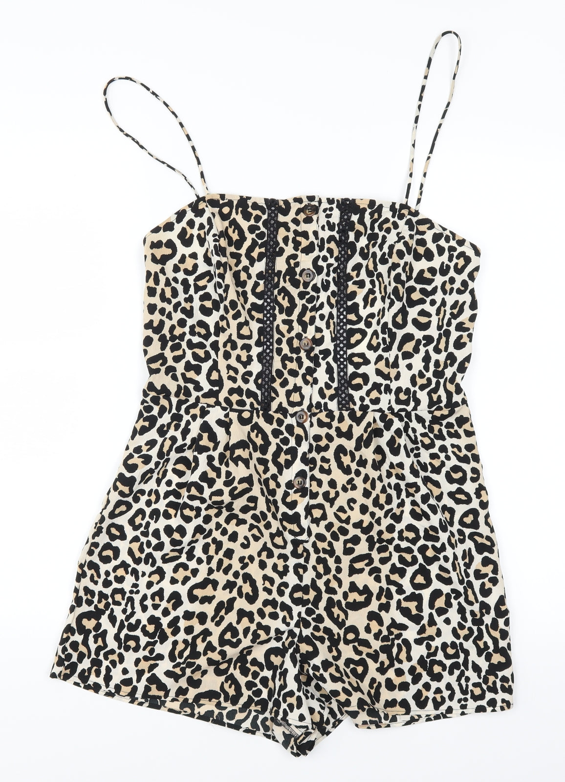 Topshop Womens Brown Animal Print  Playsuit One-Piece Size 10 L3 in
