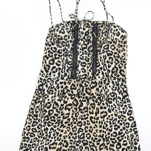 Topshop Womens Brown Animal Print  Playsuit One-Piece Size 10 L3 in