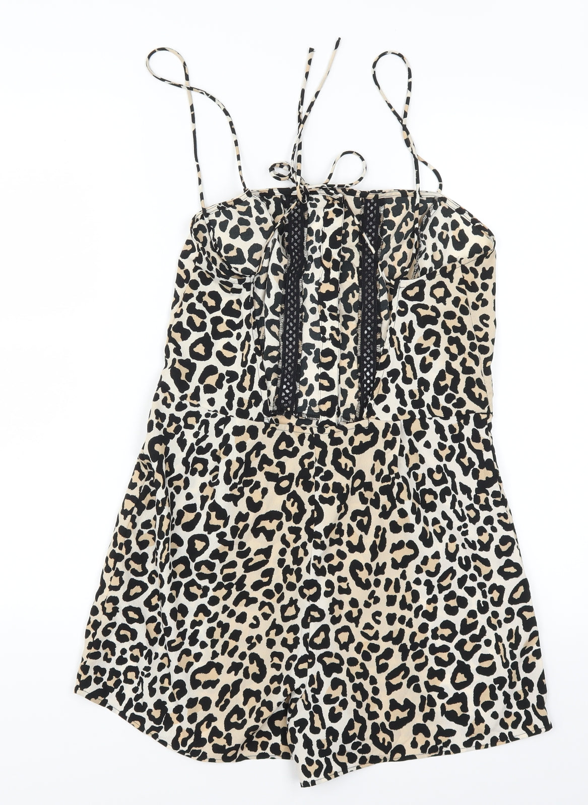 Topshop Womens Brown Animal Print  Playsuit One-Piece Size 10 L3 in