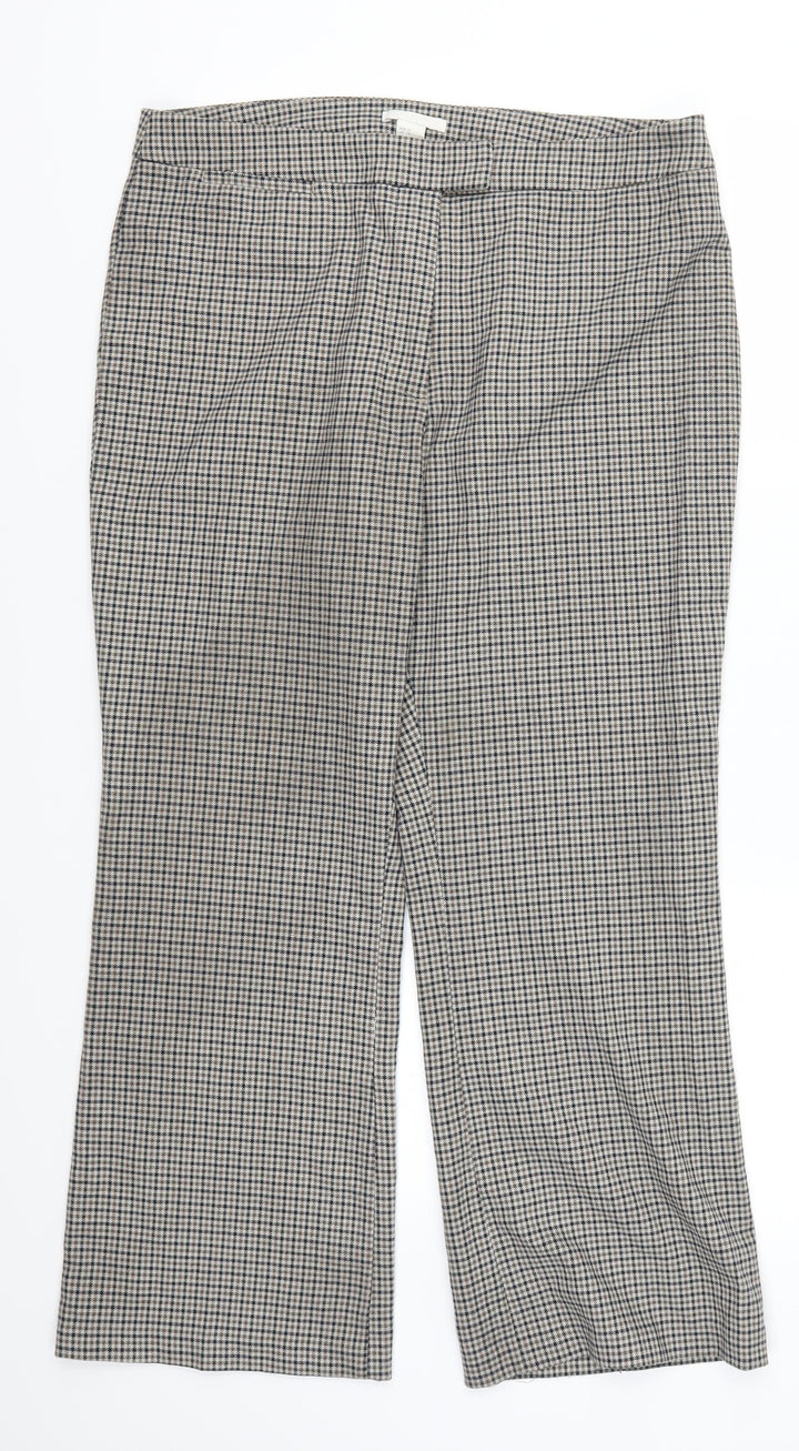 H&M Womens Brown Check Trousers Size 16 L25 in