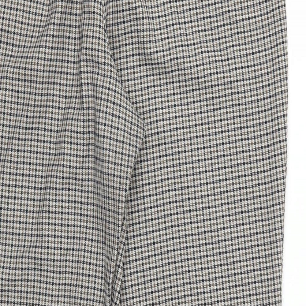 H&M Womens Brown Check  Trousers  Size 16 L25 in