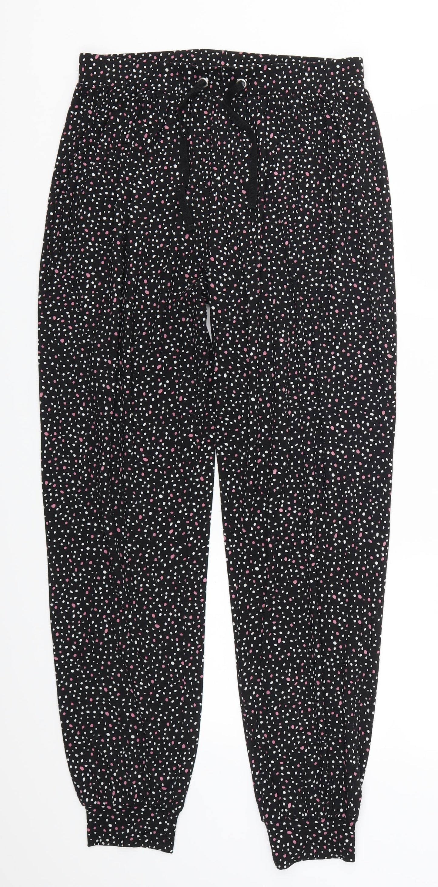 New Look Womens Black Polka Dot  Sweatpants Trousers Size M L29 in - Pink Polka Dot Loungewear