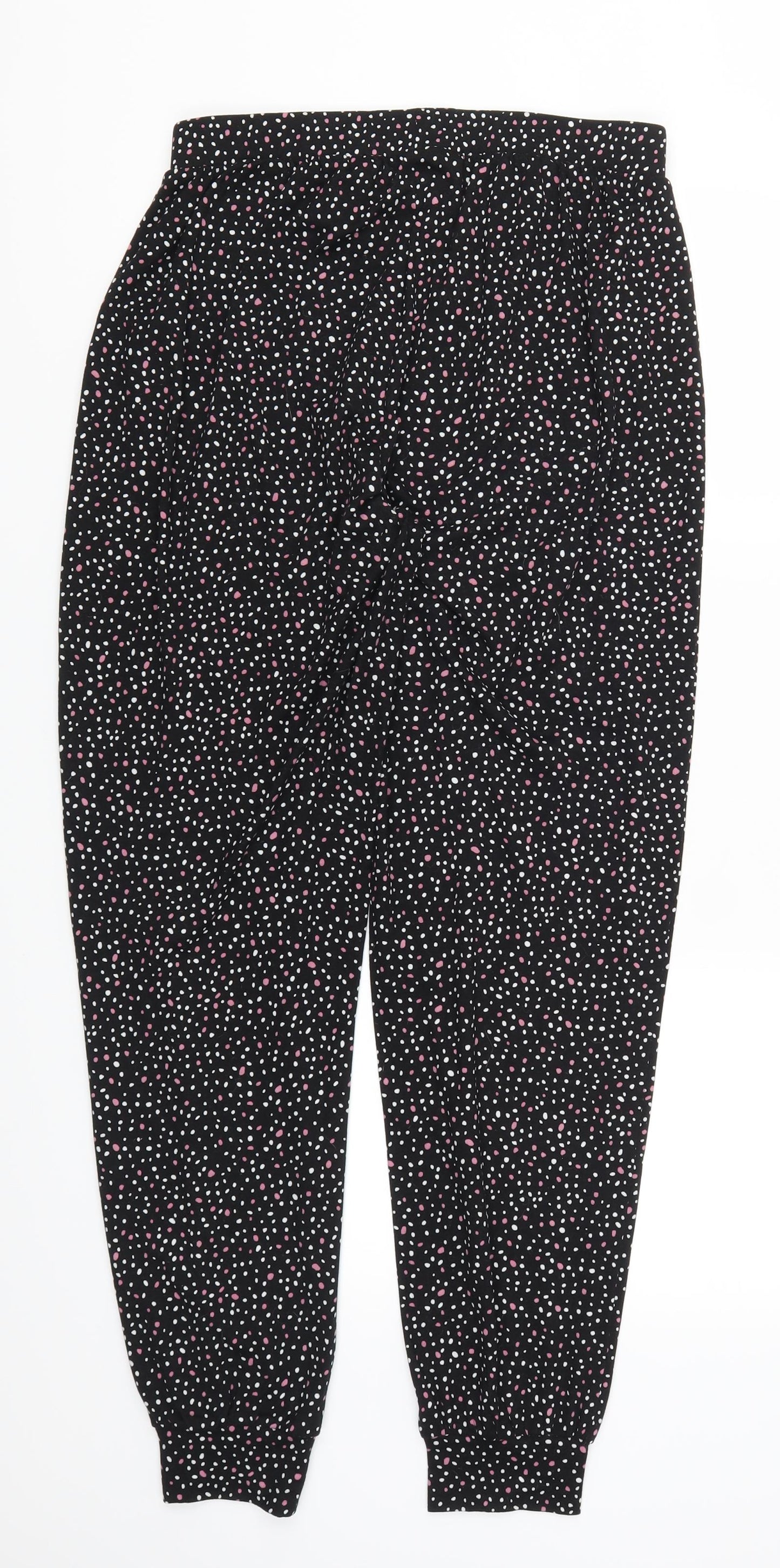 New Look Womens Black Polka Dot  Sweatpants Trousers Size M L29 in - Pink Polka Dot Loungewear