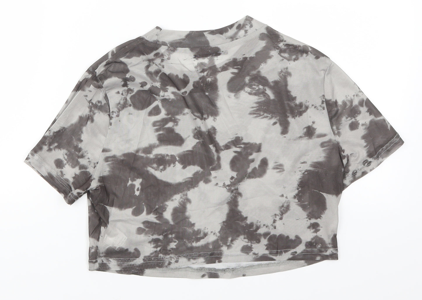 SheIn Womens Grey Camouflage  Cropped T-Shirt Size L