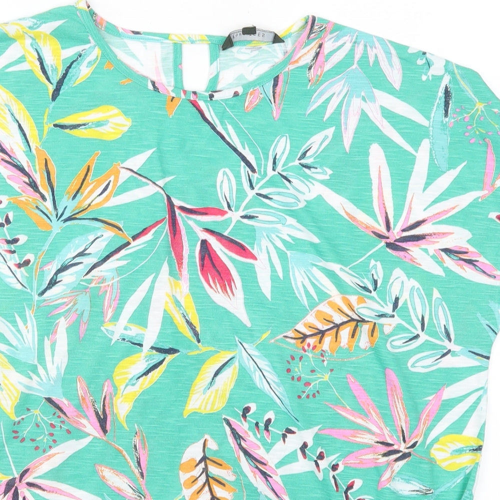 Preworn Womens Green Floral  Basic T-Shirt Size 20
