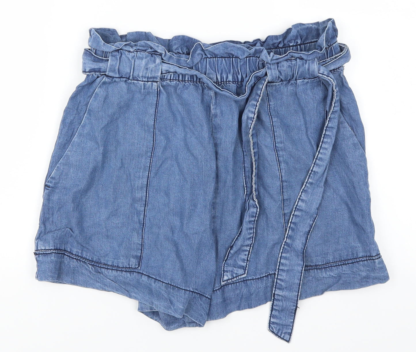 H&M Womens Blue  Denim Paperbag Shorts Size 10