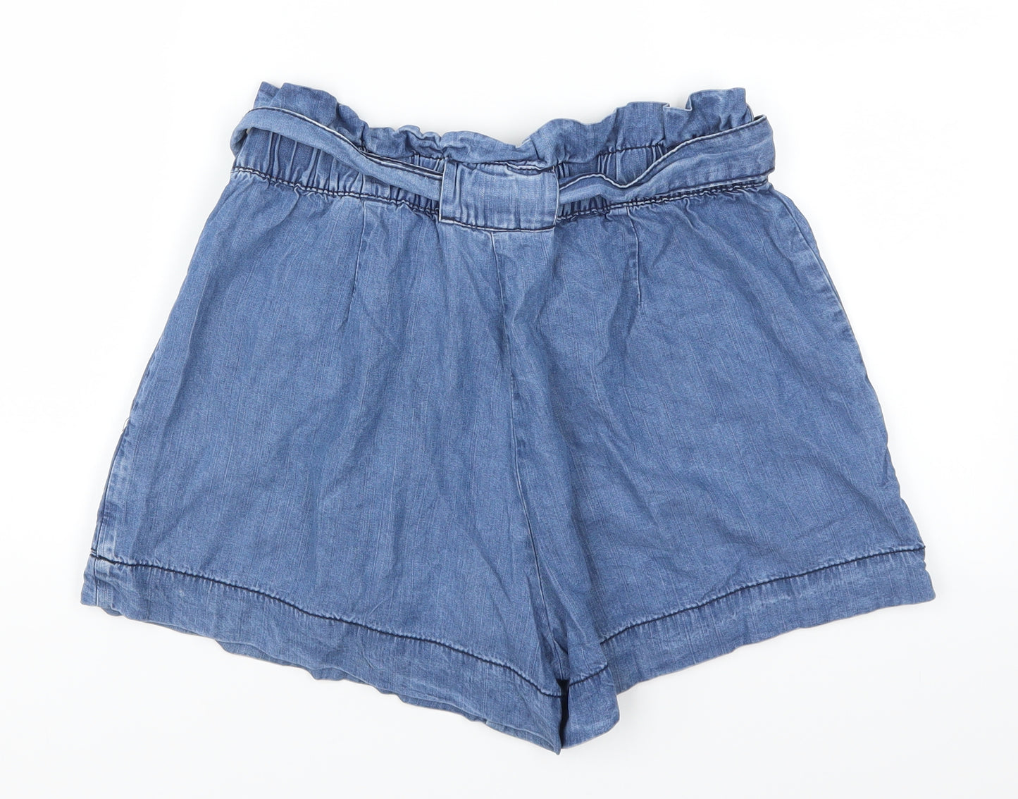 H&M Womens Blue  Denim Paperbag Shorts Size 10