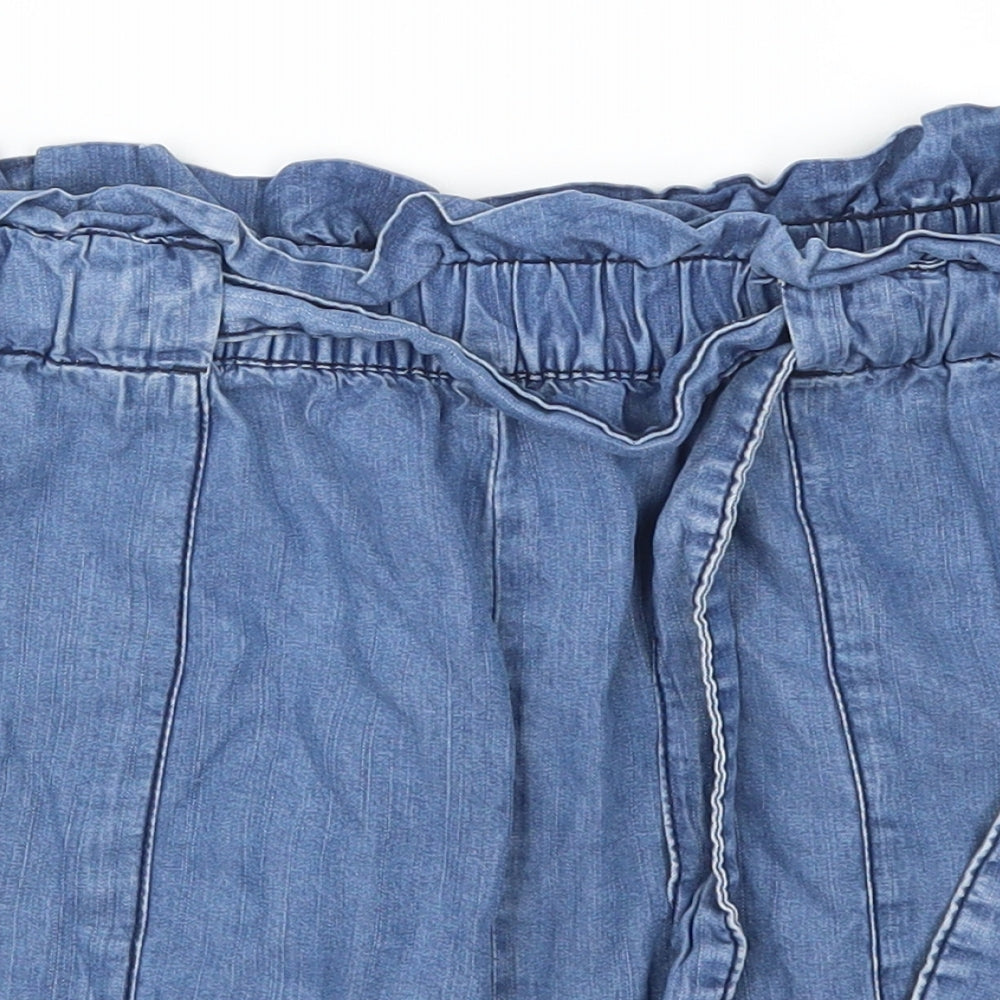 H&M Womens Blue  Denim Paperbag Shorts Size 10