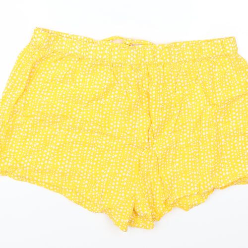 Primark Womens Yellow Polka Dot  Mom Shorts Size 12