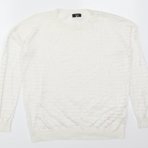 F&F Womens White Striped  Pullover Jumper Size 12