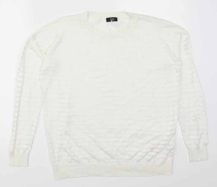 F&F Womens White Striped Pullover Jumper Size 12