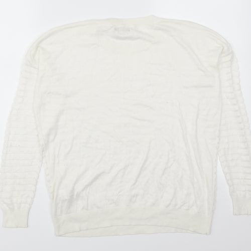 F&F Womens White Striped  Pullover Jumper Size 12