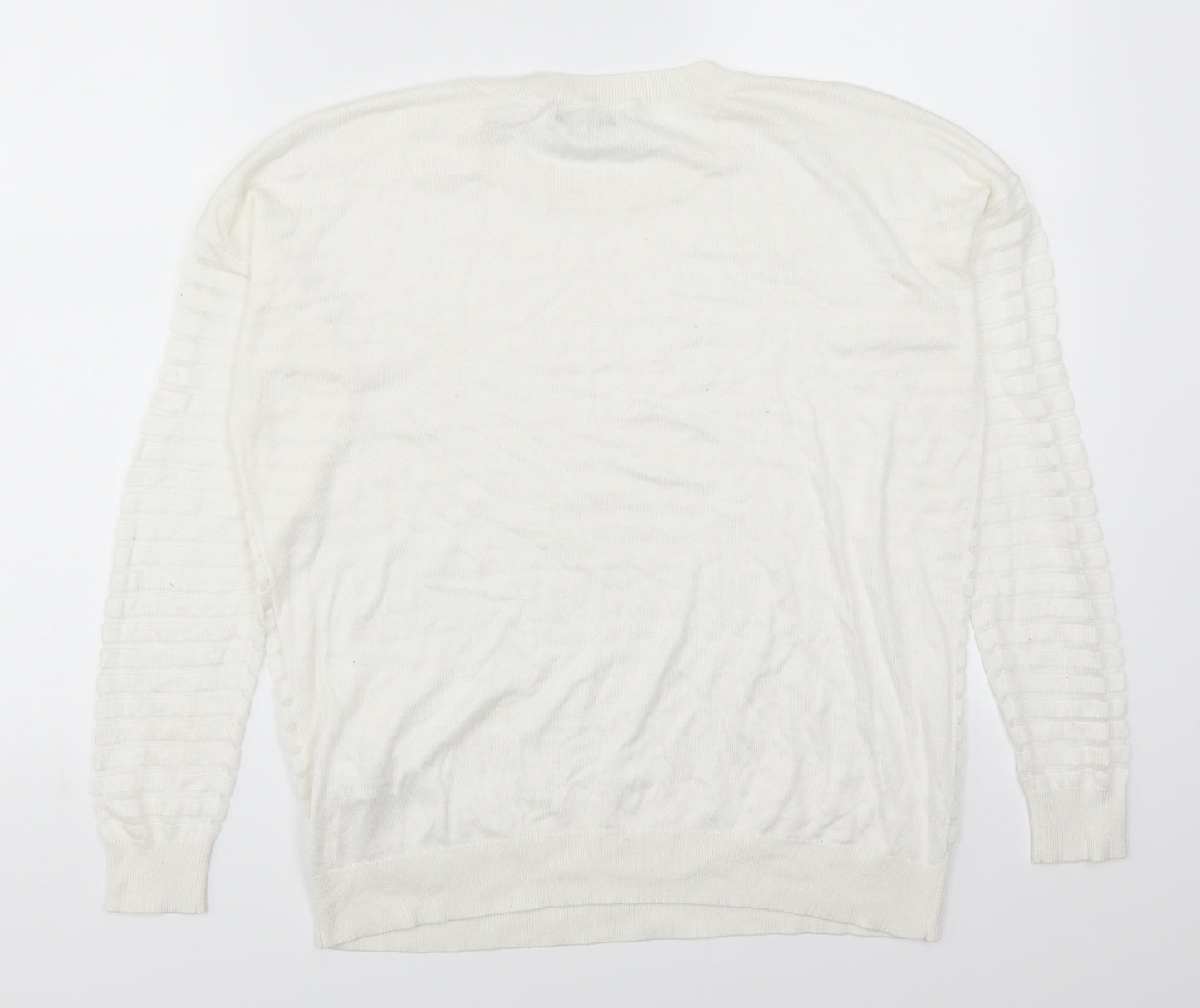 F&F Womens White Striped  Pullover Jumper Size 12