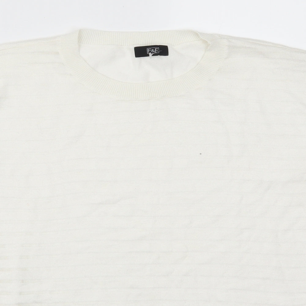 F&F Womens White Striped  Pullover Jumper Size 12