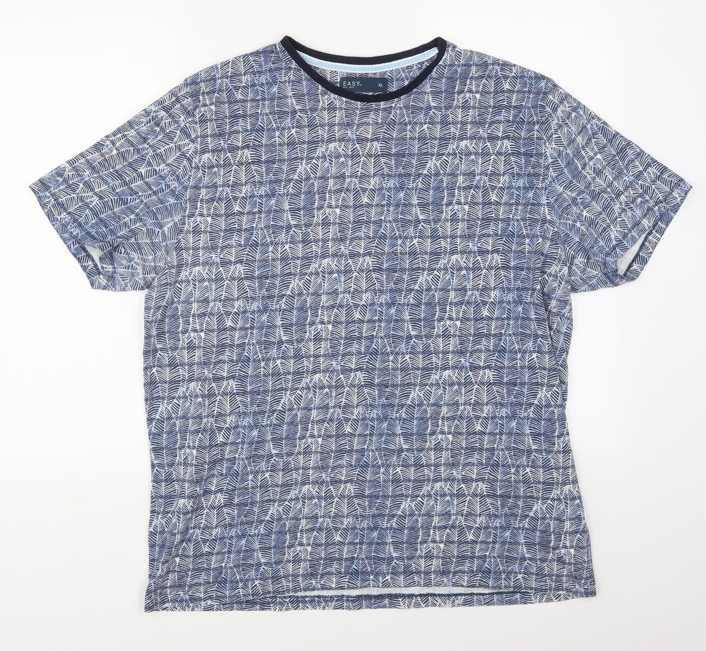 Easy Mens Blue    T-Shirt Size XL  - Leaf Print