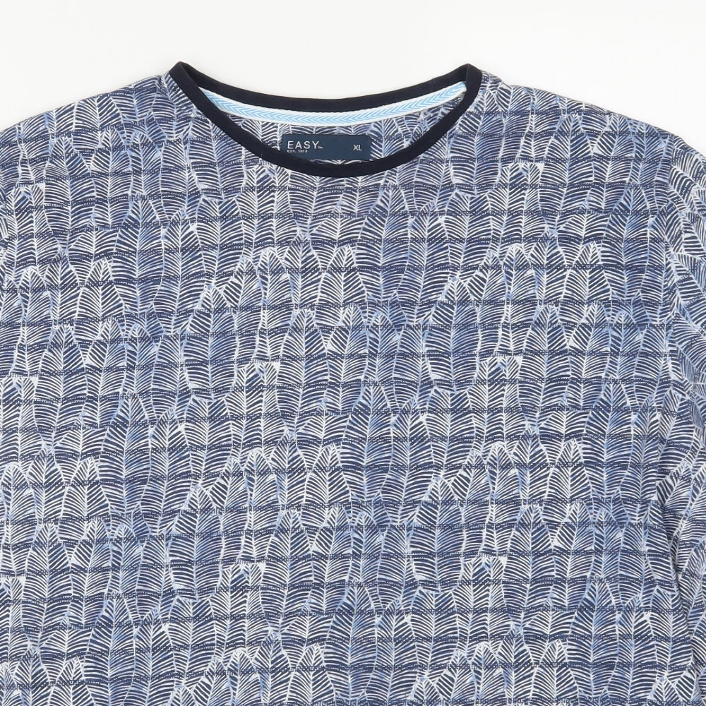 Easy Mens Blue    T-Shirt Size XL  - Leaf Print