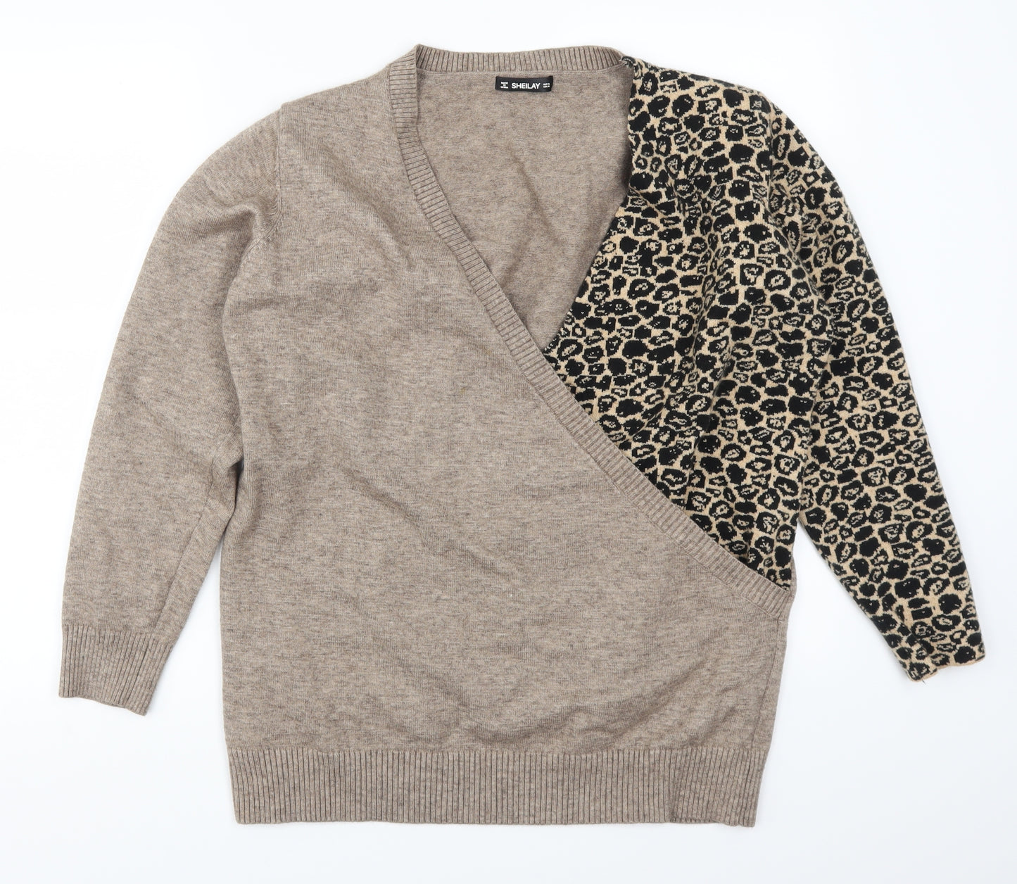 Sheilay Womens Brown Animal Print  Pullover Jumper Size XL