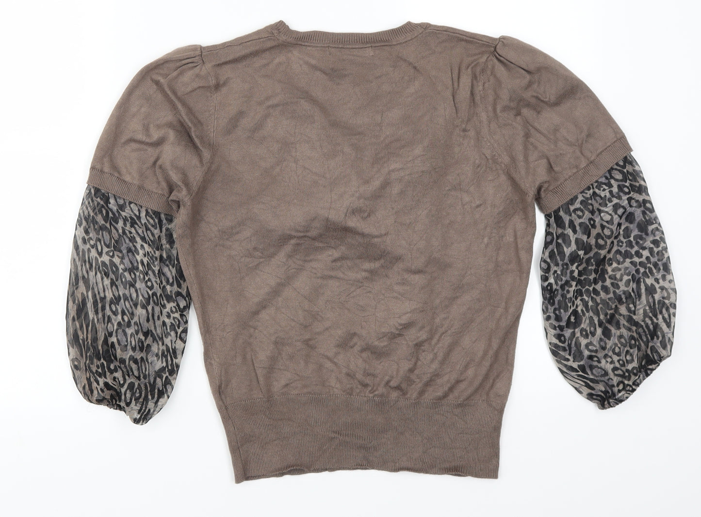 Marks and Spencer Womens Brown Animal Print  Pullover Jumper Size 14