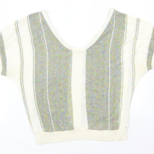 Preworn Womens Green Striped  Pullover Jumper Size 16