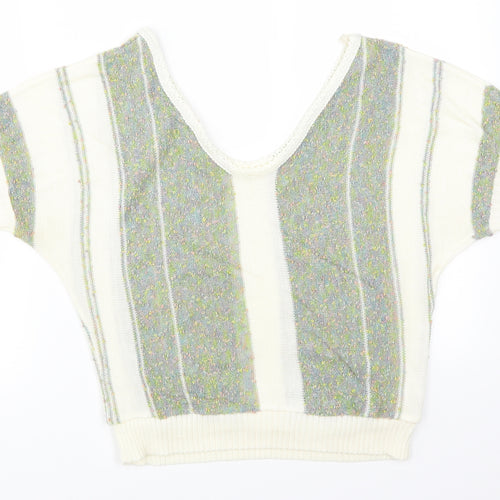 Preworn Womens Green Striped  Pullover Jumper Size 16