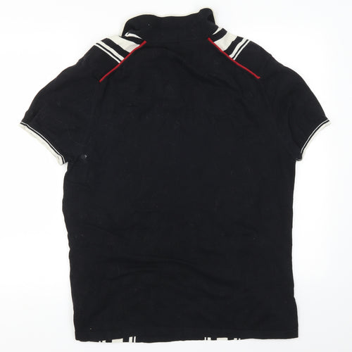 Ben Sherman Mens Black Striped   Polo Size 2XL