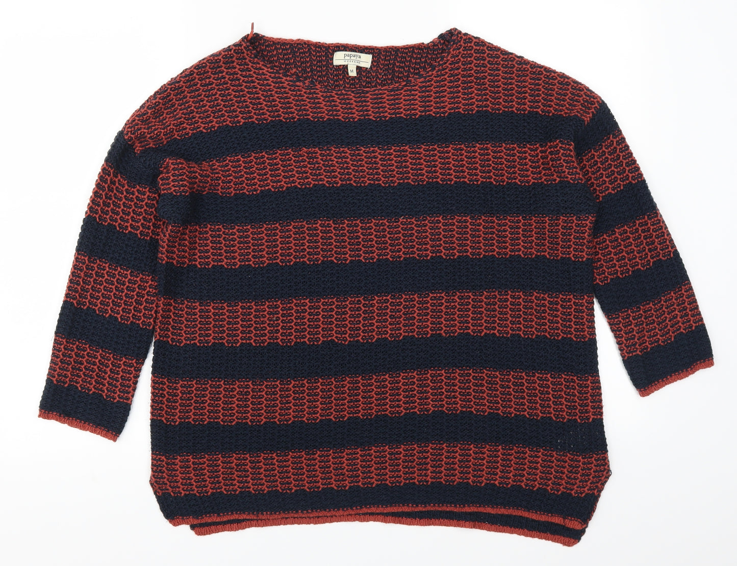 Papapya Womens Red Striped  Pullover Jumper Size M