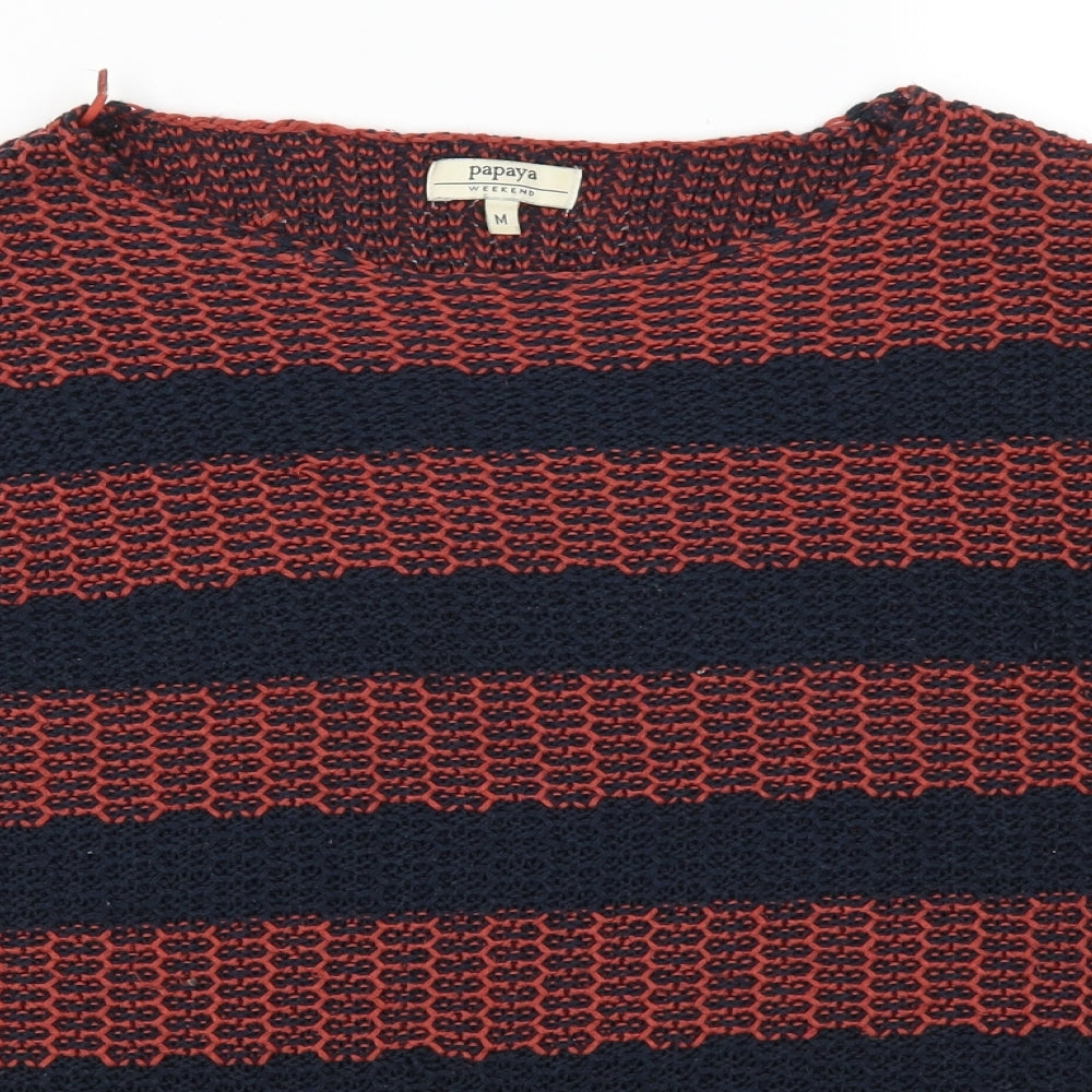 Papapya Womens Red Striped  Pullover Jumper Size M