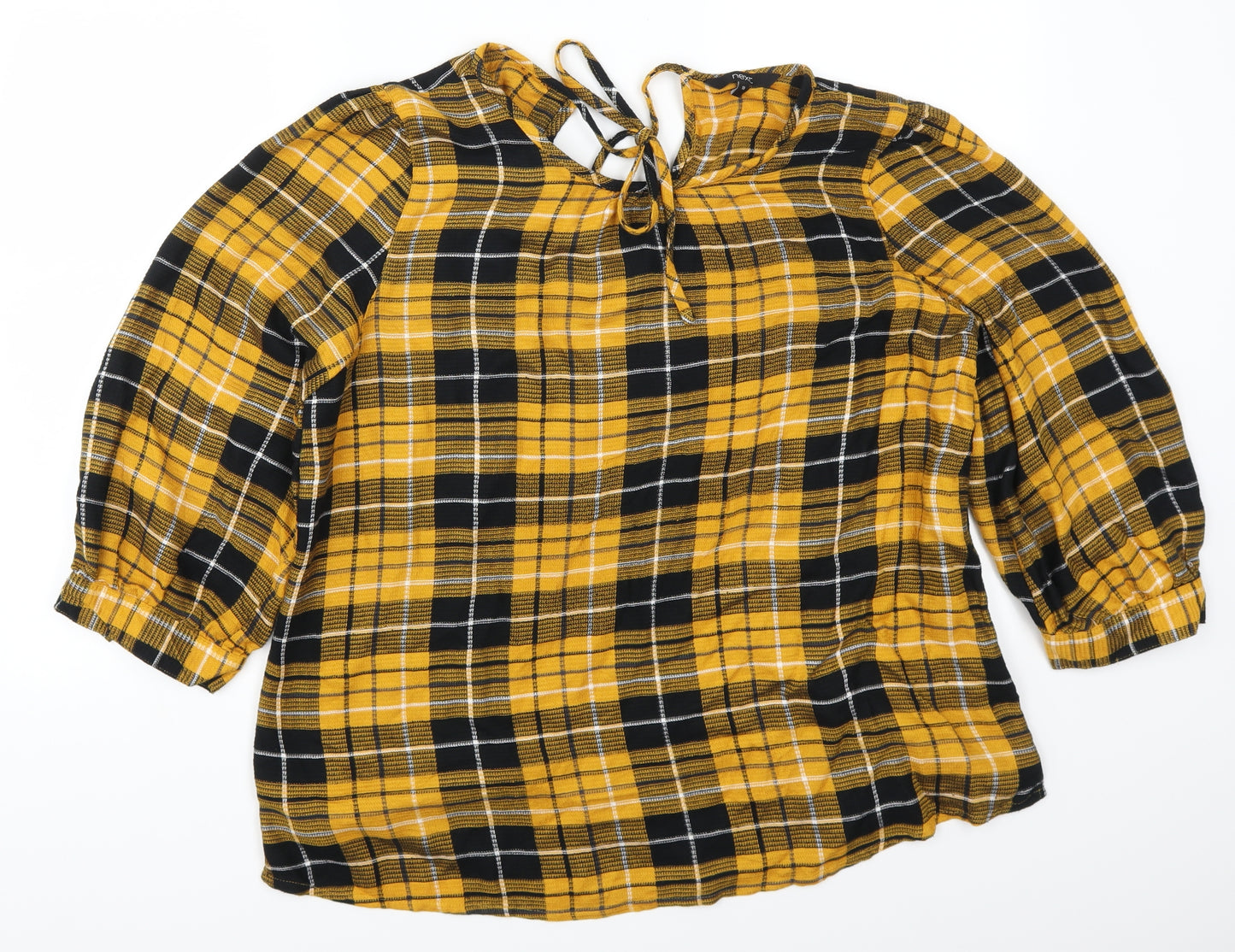 NEXT Womens Yellow Check  Basic T-Shirt Size 18