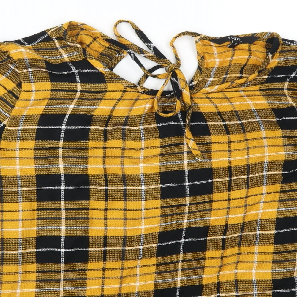 NEXT Womens Yellow Check  Basic T-Shirt Size 18