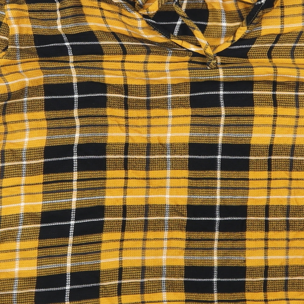 NEXT Womens Yellow Check  Basic T-Shirt Size 18