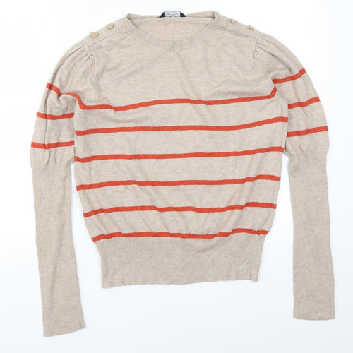 Dorothy Perkins Womens Beige Striped  Pullover Jumper Size 16  - Orange Stripes